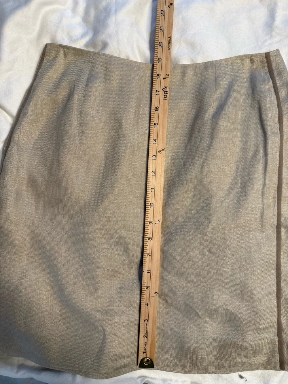 J. Crew collection linen pencil skirt tan beige size 6 quiet luxury office